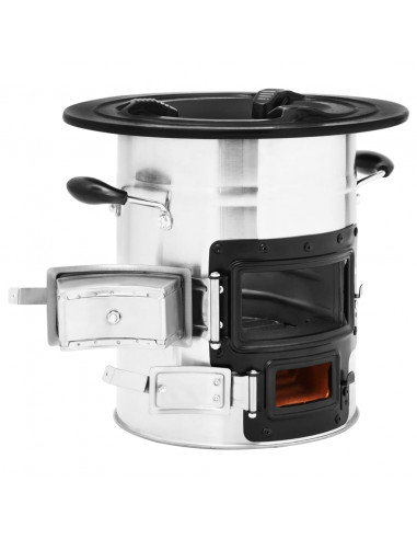 Stufa a Legna da Campeggio Argento 51,5x35x30,5 cm Acciaio Inox