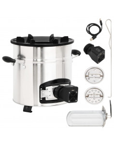 Stufa a Legna con Ventola USB Argento 35,5x26x28cm Acciaio Inox 2