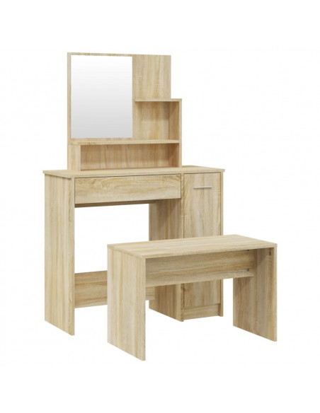 Set Tavolo da Toeletta Rovere Sonoma 86,5x35x136 cm