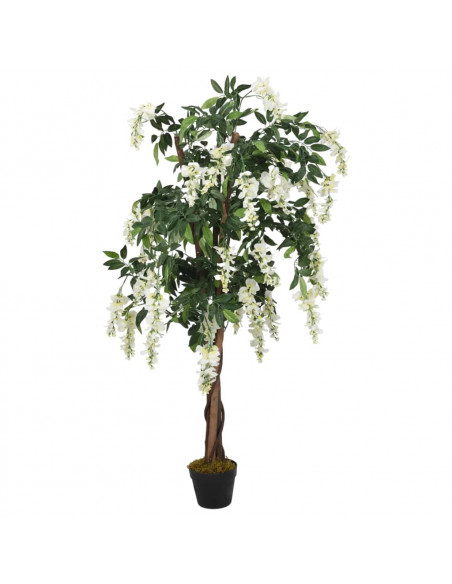 Glicine Artificiale 840 Foglie 120 cm Verde e Bianco