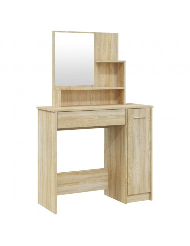 Set Tavolo da Toeletta Rovere Sonoma 86,5x35x136 cm