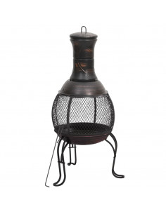 Stufa da Giardino con Attizzatoio 39x39x90 cm in Acciaio 2