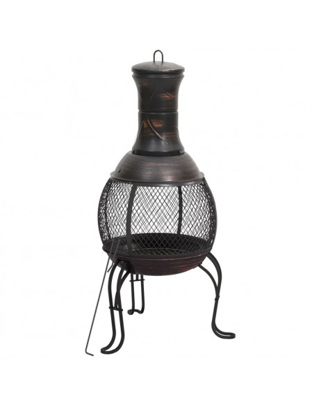 Stufa da Giardino con Attizzatoio 39x39x90 cm in Acciaio
