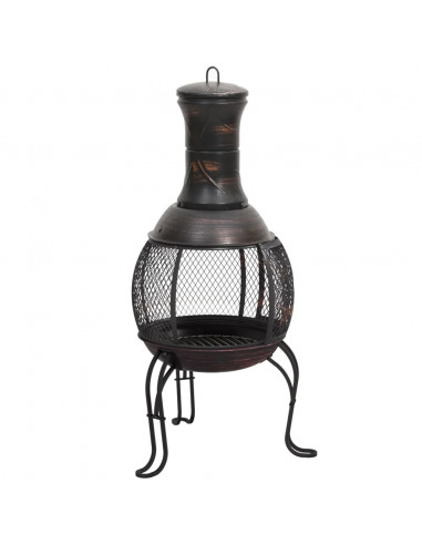 Stufa da Giardino con Attizzatoio 39x39x90 cm in Acciaio