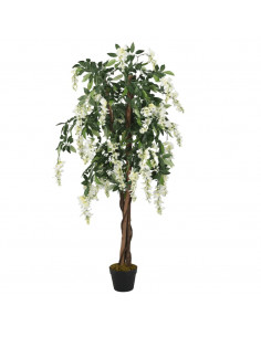 Glicine Artificiale 840 Foglie 150 cm Verde e Bianco 2