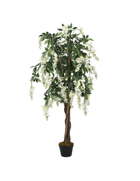 Glicine Artificiale 840 Foglie 150 cm Verde e Bianco