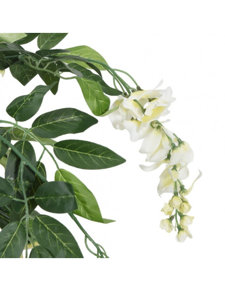 Glicine Artificiale 840 Foglie 150 cm Verde e Bianco