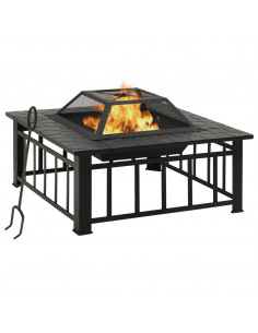 Braciere con Attizzatoio 79x79x46,5 cm XXL in Acciaio 2