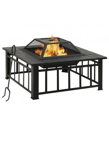 Braciere con Attizzatoio 79x79x46,5 cm XXL in Acciaio