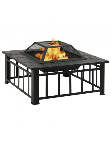 Braciere con Attizzatoio 79x79x46,5 cm XXL in Acciaio