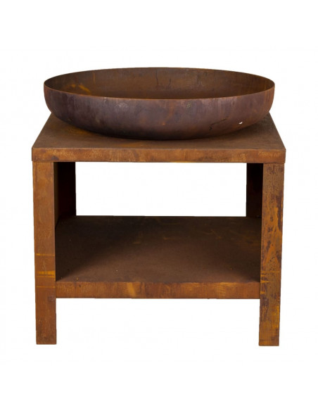 Esschert Design Braciere con Spazio per Deposito Legna 62 cm Ruggine