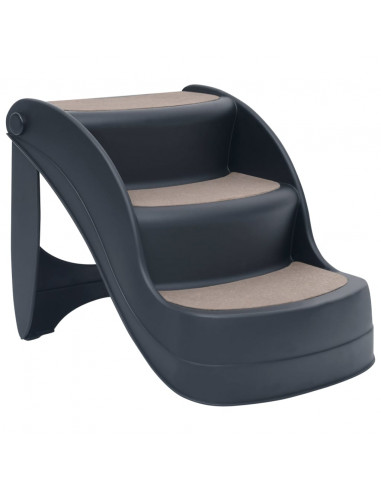 Scala per Cani Pieghevole con 3 Gradini Grigio Scuro