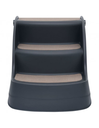 Scala per Cani Pieghevole con 3 Gradini Grigio Scuro