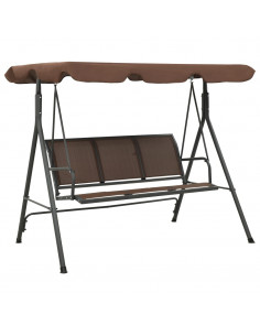 Panchina a Dondolo da Giardino con Baldacchino Caffè 2