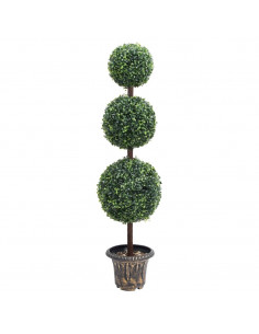 Pianta di Bosso Artificiale a Sfera con Vaso Verde 118 cm 2