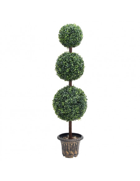 Pianta di Bosso Artificiale a Sfera con Vaso Verde 118 cm