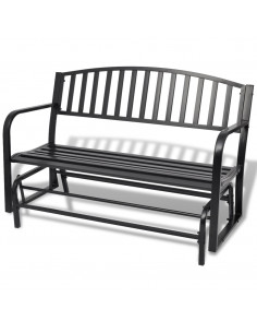 Panchina da Giardino a Dondolo Nera in Acciaio 2