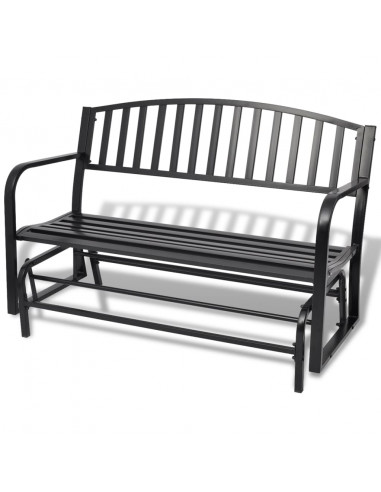 Panchina da Giardino a Dondolo Nera in Acciaio