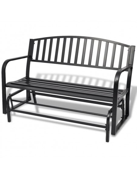 Panchina da Giardino a Dondolo Nera in Acciaio