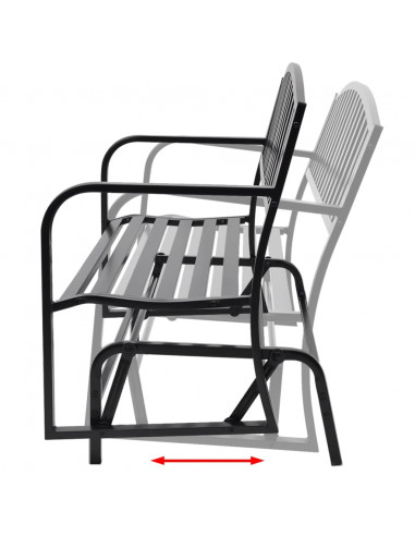 Panchina da Giardino a Dondolo Nera in Acciaio