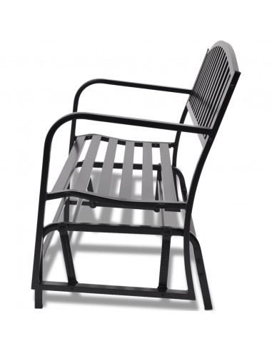 Panchina da Giardino a Dondolo Nera in Acciaio