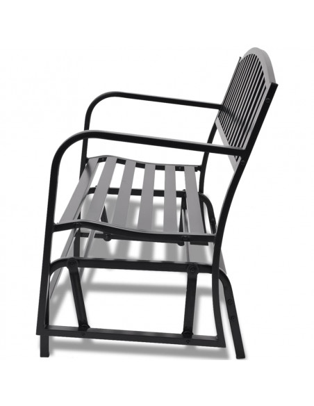 Panchina da Giardino a Dondolo Nera in Acciaio
