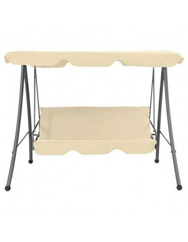 Panchina a Dondolo da Giardino con Baldacchino Bianco Sabbia