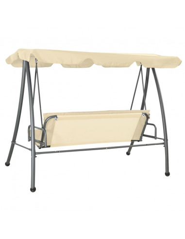 Panchina a Dondolo da Giardino con Baldacchino Bianco Sabbia
