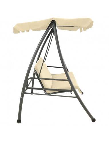 Panchina a Dondolo da Giardino con Baldacchino Bianco Sabbia