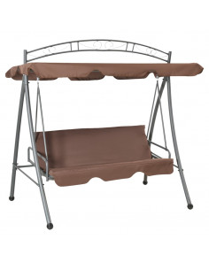 Panchina a Dondolo per Esterni Convertibile e Baldacchino Caffè 2