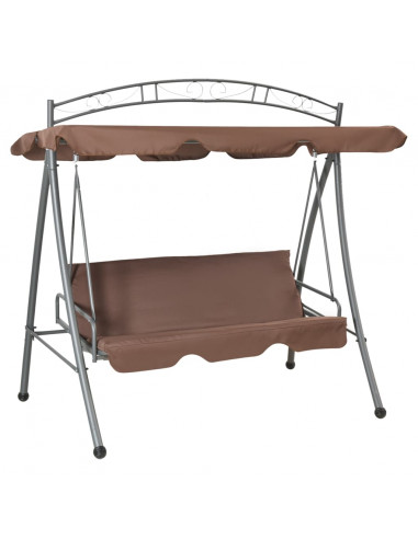 Panchina a Dondolo per Esterni Convertibile e Baldacchino Caffè