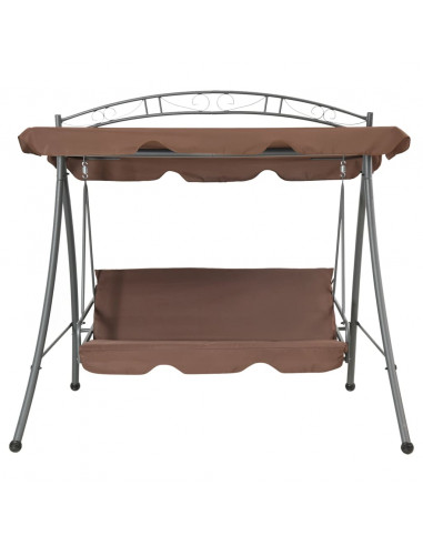 Panchina a Dondolo per Esterni Convertibile e Baldacchino Caffè