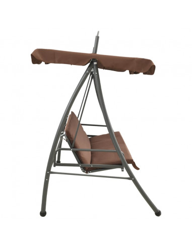 Panchina a Dondolo per Esterni Convertibile e Baldacchino Caffè