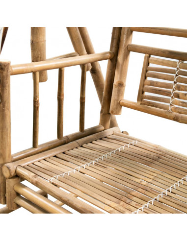Panchina a Dondolo 2 Posti con Foglie di Palma in Bambù 202 cm