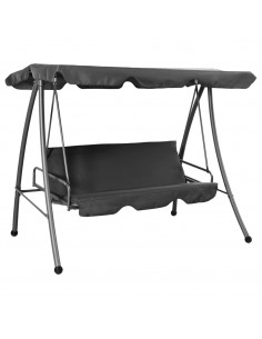 Panchina a Dondolo Baldacchino Antracite 192x118x175 cm Acciaio 2