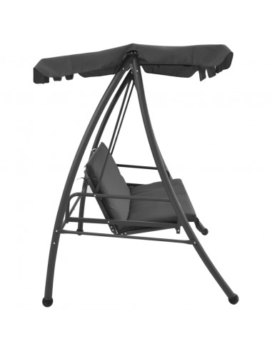 Panchina a Dondolo Baldacchino Antracite 192x118x175 cm Acciaio