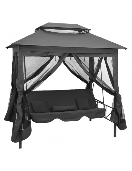 Panchina a Dondolo Baldacchino Antracite 220x160x240 cm Acciaio