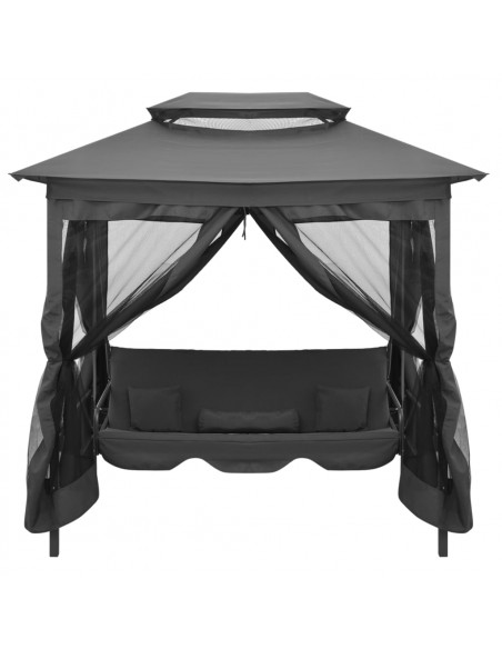 Panchina a Dondolo Baldacchino Antracite 220x160x240 cm Acciaio