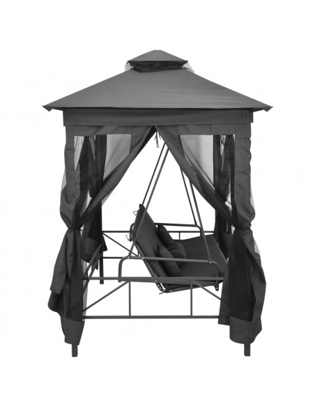Panchina a Dondolo Baldacchino Antracite 220x160x240 cm Acciaio