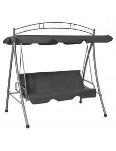 Panchina a Dondolo Baldacchino Antracite 198x120x205 cm Acciaio 2