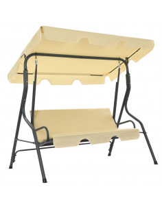 Panchina a Dondolo da Giardino Bianco Crema 170x110x153 cm 2