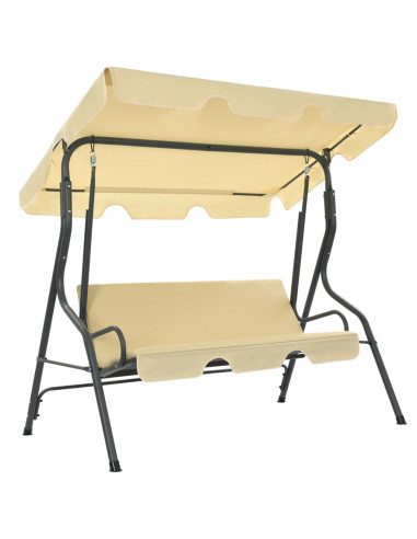 Panchina a Dondolo da Giardino Bianco Crema 170x110x153 cm