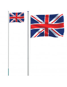 Asta e Bandiera Regno Unito 6,23 m Alluminio 2