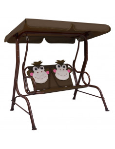 Dondolo a Panchina per Bambini Marrone 115x75x110 cm in Tessuto 2
