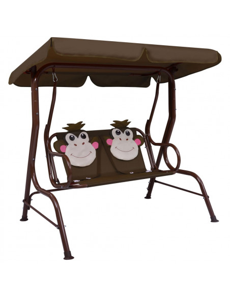 Dondolo a Panchina per Bambini Marrone 115x75x110 cm in Tessuto