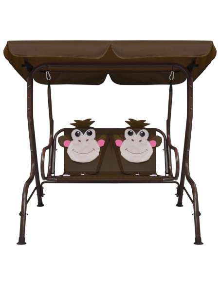 Dondolo a Panchina per Bambini Marrone 115x75x110 cm in Tessuto