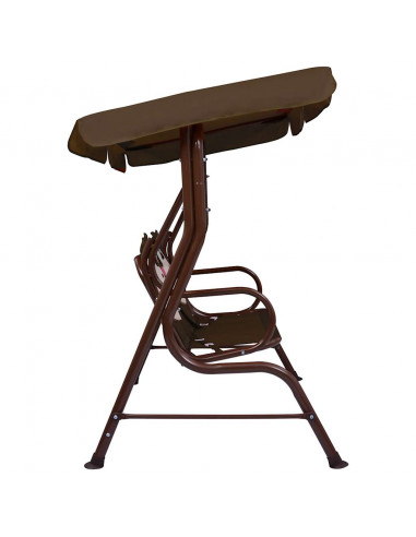 Dondolo a Panchina per Bambini Marrone 115x75x110 cm in Tessuto