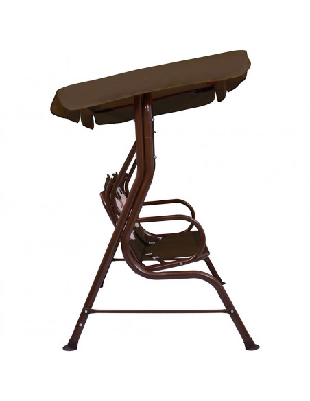 Dondolo a Panchina per Bambini Marrone 115x75x110 cm in Tessuto