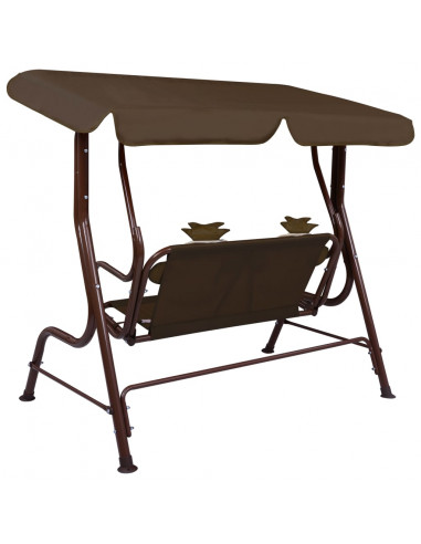 Dondolo a Panchina per Bambini Marrone 115x75x110 cm in Tessuto