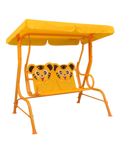 Dondolo a Panchina per Bambini Giallo 115x75x110 cm in Tessuto